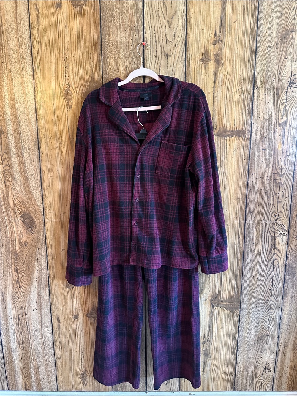 SKIMS Plaid Pajama Set in Burgundy